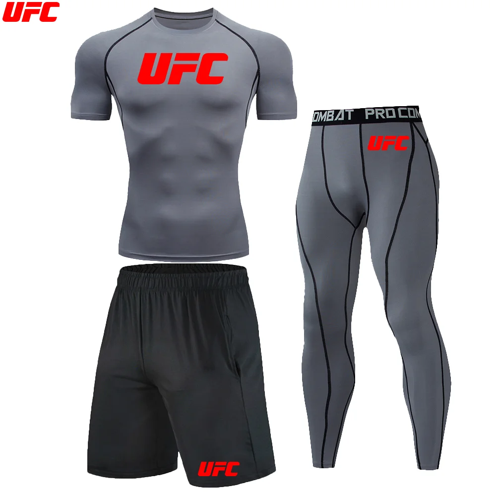 UFC компрессионный рашгард для бега, спортивный костюм для мужчин, короткая спортивная одежда, костюмы, мужские спортивные колготки, тренировочная одежда, комплект для бега (art.: 3920d1b15dd29) - 3920d1b15dd29