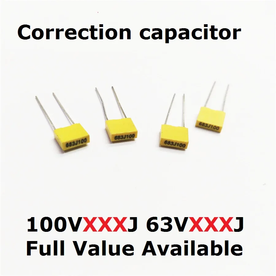 Корректирующий конденсатор, 20 шт., 100 В, 332J/472J/682/103J/123J/102J/152J/222J/100 В, полипропиленовая пленка 0/1/1,5/2,2/3,3/4,7/6,8/10/12 мкФ/NF