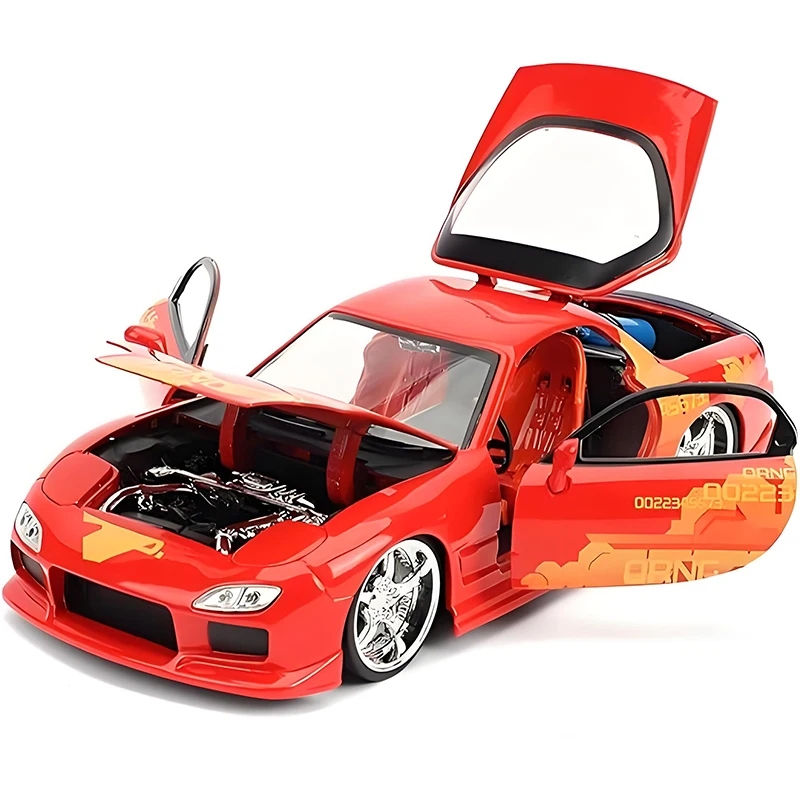 Фото JADA 1:24 Fast & Furious Doms Mazda RX7 легкосплавный автомобиль, литье под давлением и игрушечный транспорт, модель автомобиля, миниатюрная масштабная модель автомобиля для детей №3