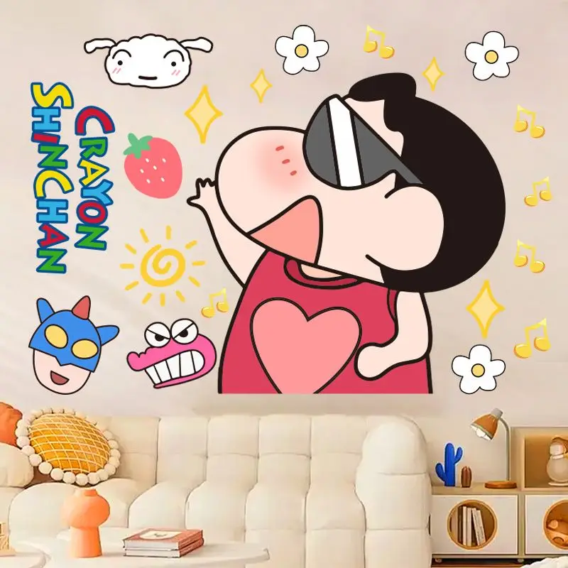 Новые милые аниме стикеры Kawaii Crayon Shin Chan, Мультяшные декоративные обои для общежития, водонепроницаемые Стикеры для украшения комнаты, подарки