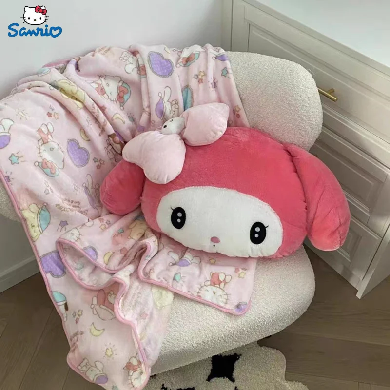 Новинка 2023, милая Подушка Sanrio My Melody, одеяло, плюшевая подушка Melody Bunny, подушка, кукла, Женский диван, одеяло для сна, детский подарок на Рождество