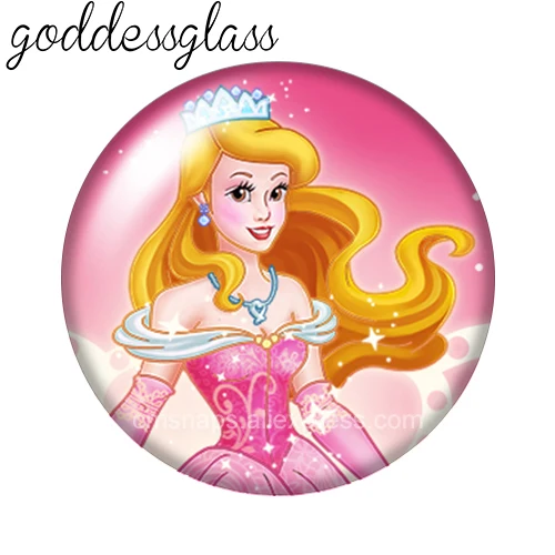 Фото Disney Princesses Elsa Belle Cinderella Ariel 12mm/18mm/20mm/25mm Round photo glass cabochon flat back Making findings keychain №5
