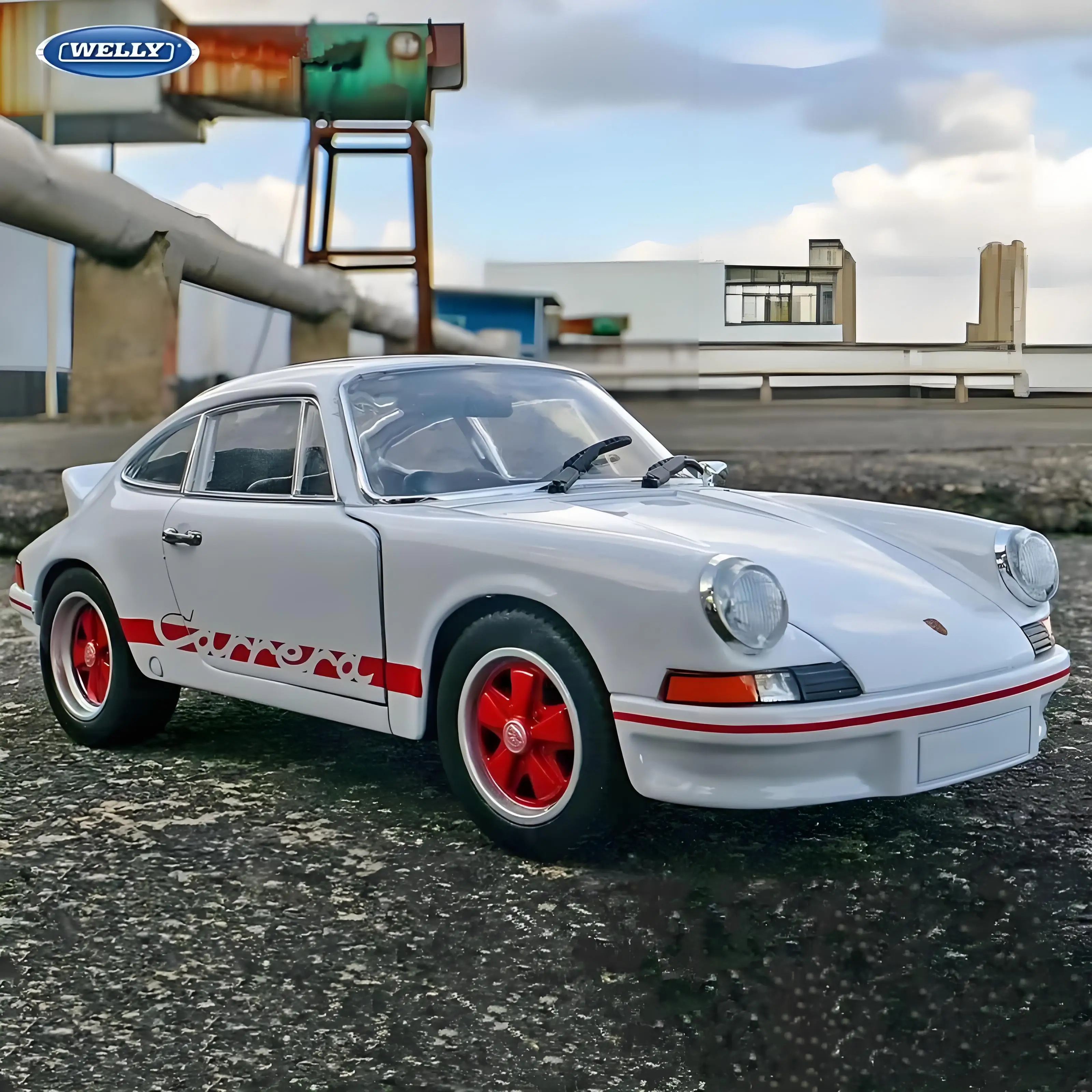 WELLY 1:24 Porsche 911 Carrera RS 1973 Легкосплавный автомобиль, литье под давлением и игрушечный транспорт, модель автомобиля, миниатюрная масштабная модель автомобиля, игрушка для детей