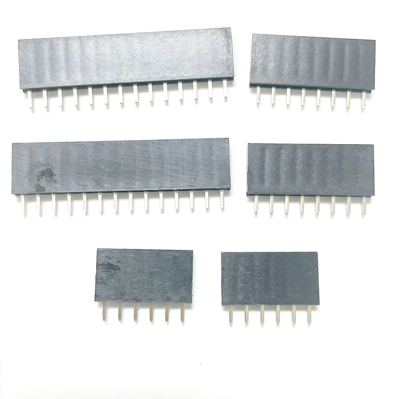 10 шт. 2,54 мм Шаг бара tunggal perempuan 2-40P PCB papan soket Pin konektor, штыревой разъем 2/3/4/6/10/12/16/20/40Pin