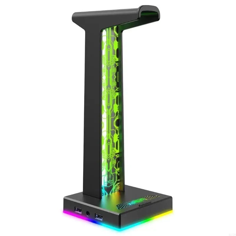 Фото H37B LED Gaming Hearnet Stand с 2 USB -портом Game Mount для наушников для ПК наушников №4