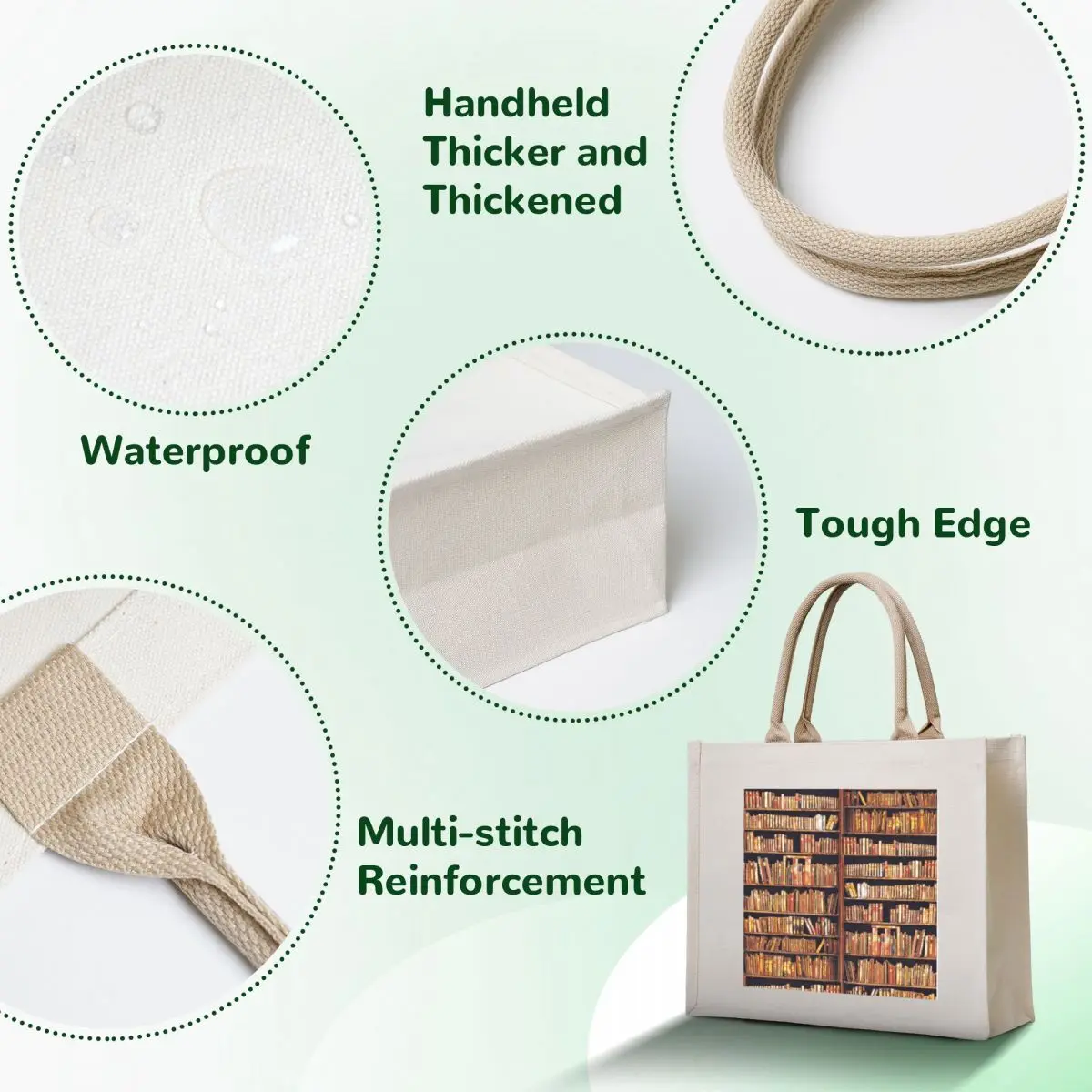 Фото Bibliophile Tote Bag, ручные сумки, отличная сумка, экологические сумки, холщовые сумки №4