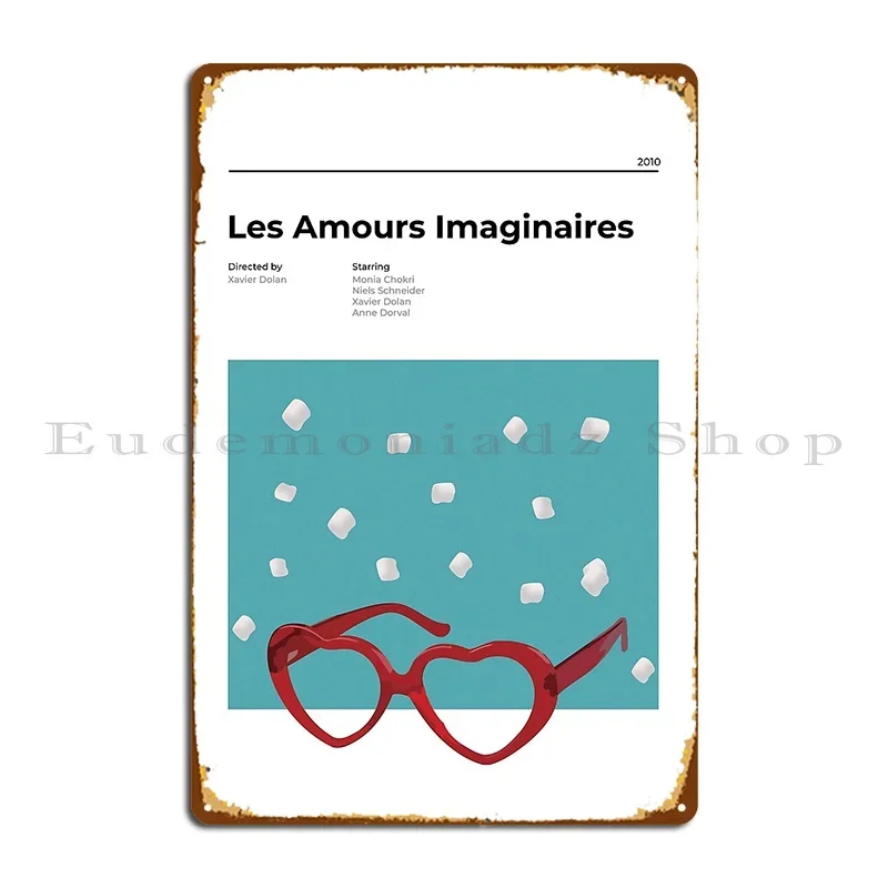 Les Amours Imaginaires Heartbeats Минималистичный постер фильма Xavier Dolan Металлический знак Дизайнерское украшение Вечеринка Оловянная вывеска Плакат
