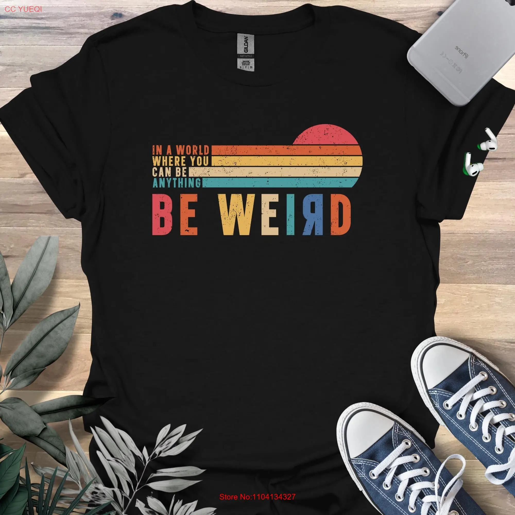 Футболка в стиле ретро Be Weird, винтажная футболка Stay Awkward Introvert, социово черная, повседневная одежда с длинными или короткими рукавами
