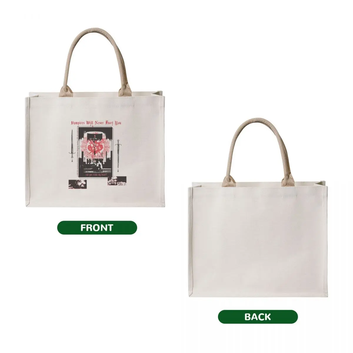 Фото IWTV x MCR Vampire Will Never Hurt You Tote Bag ручные сумки Сумка-шоппер сумка для покупок женская сумка для покупок №2
