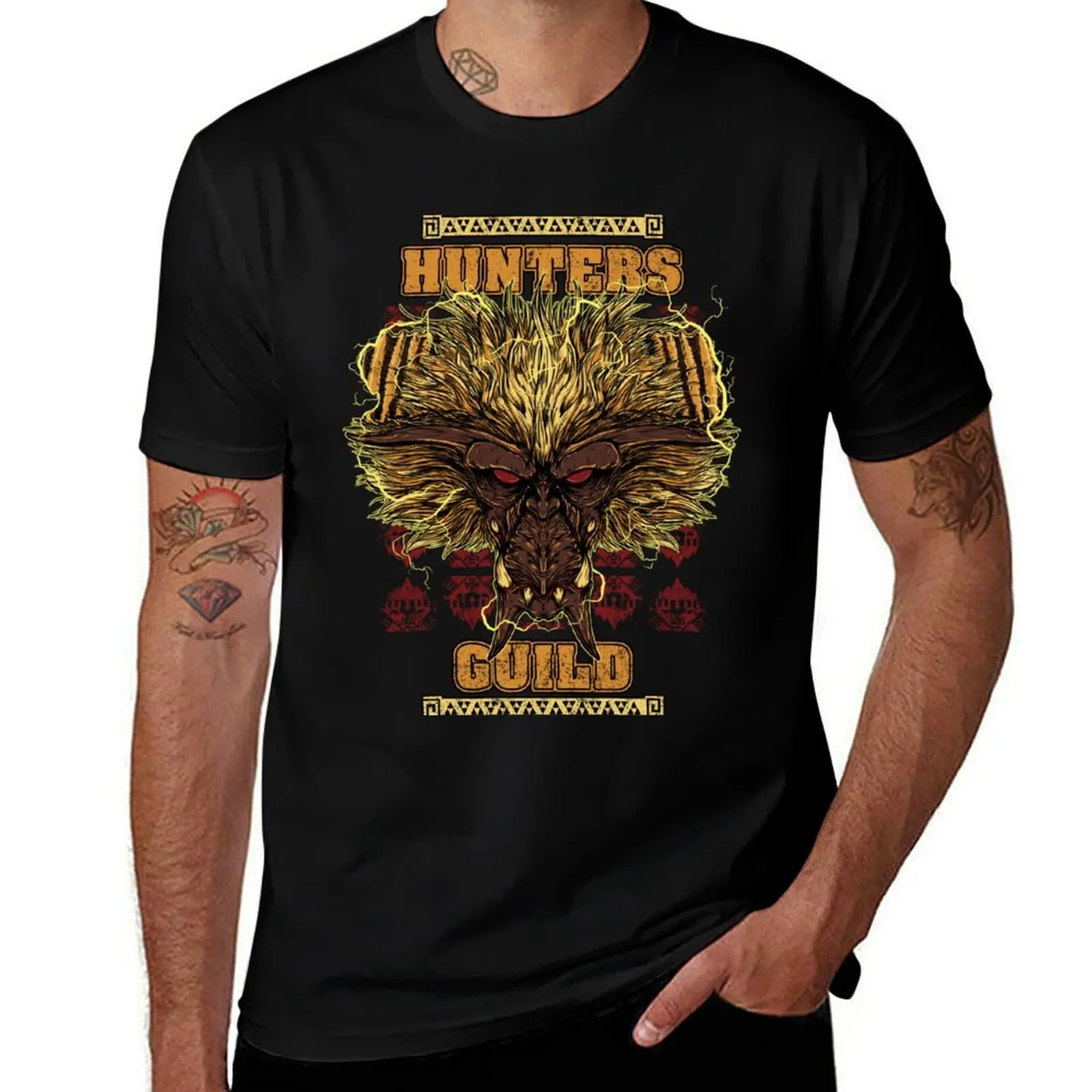 Hunters Guild - футболка Rajang, мужские футболки, хлопковая мужская футболка с рисунком, футболка