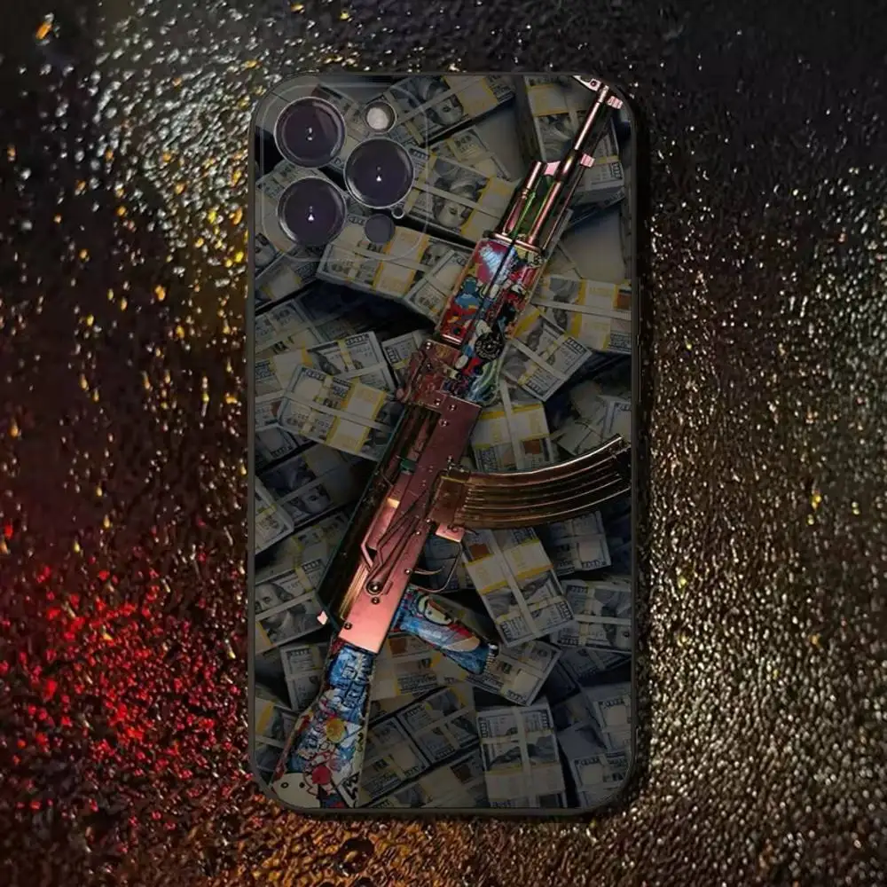 Чехол для телефона Ak-47 King of Guns для iPhone 16,15,14,13,12,11 Plus, Pro Max, XS, X, XR, SE, Mini,8,7, мягкий силиконовый черный чехол (art.: 3920d0f6fa2bb) - 3920d0f6fa2bb