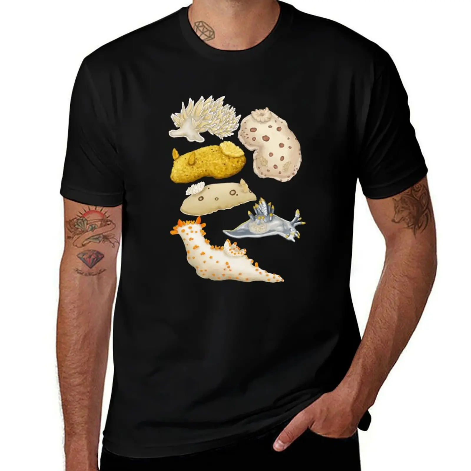 Хлопковая футболка Salish Man, хлопковая рубашка, качественная футболка Nudibranchs, футболка, высокие рубашки, мужская футболка с рисунком