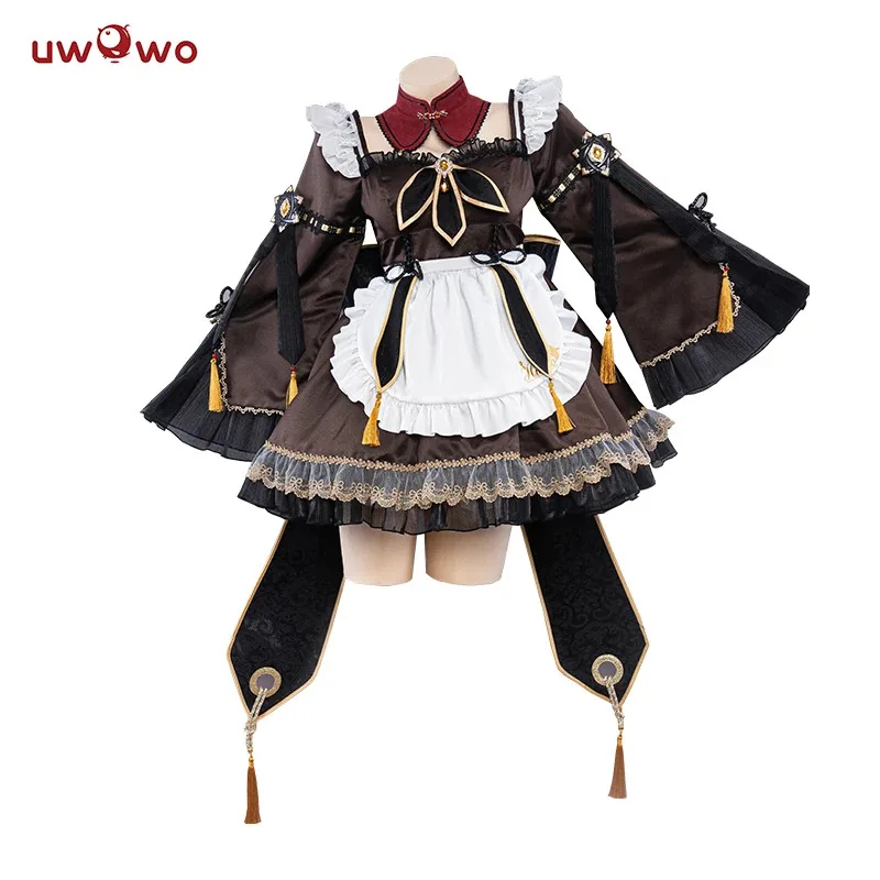 CyIN STOCK UWOWO Game Genshin Impact HuTao Косплей Костюм Ху Тао Хэллоуин Костюм Горничной Рождественский Наряд Платье Косплей Ролевой Пла (art.: 3920d131718e8) - 3920d131718e8