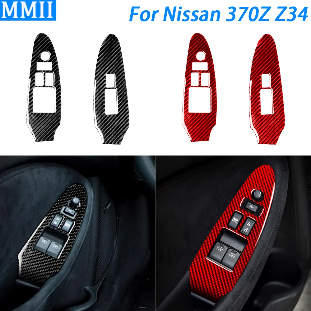 Для Nissan 370Z Z34 2009-2022 реальное углеродное волокно, отделка окон, Обложка, аксессуары для украшения интерьера автомобиля, наклейка