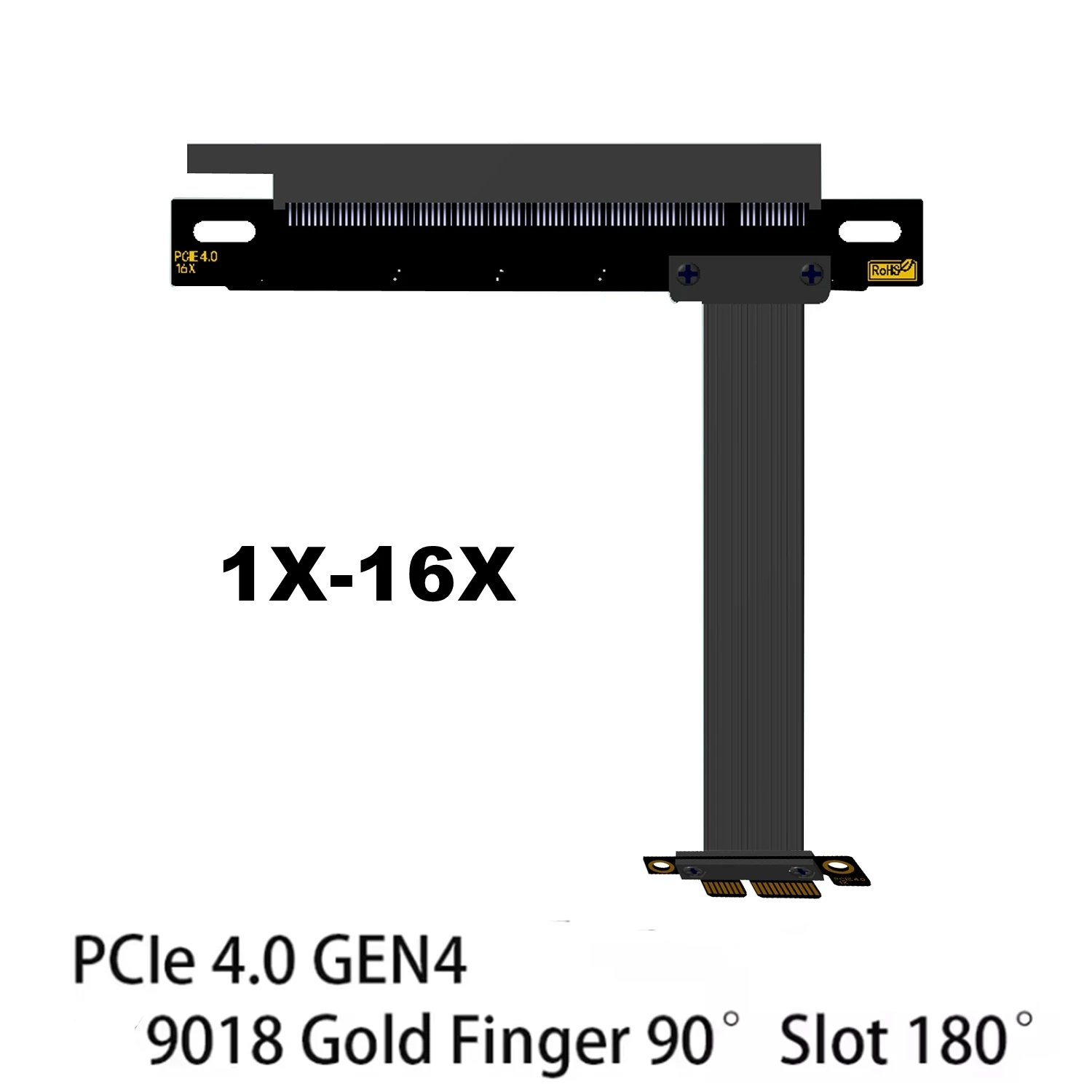 Кабель PCIe 4.0 X1–X16 Riser, двойной прямоугольный Gen4 1x для карты PCIe WiFi, адаптера M.2 SSD, карта Firewire, USB PCIe, звуковой карты