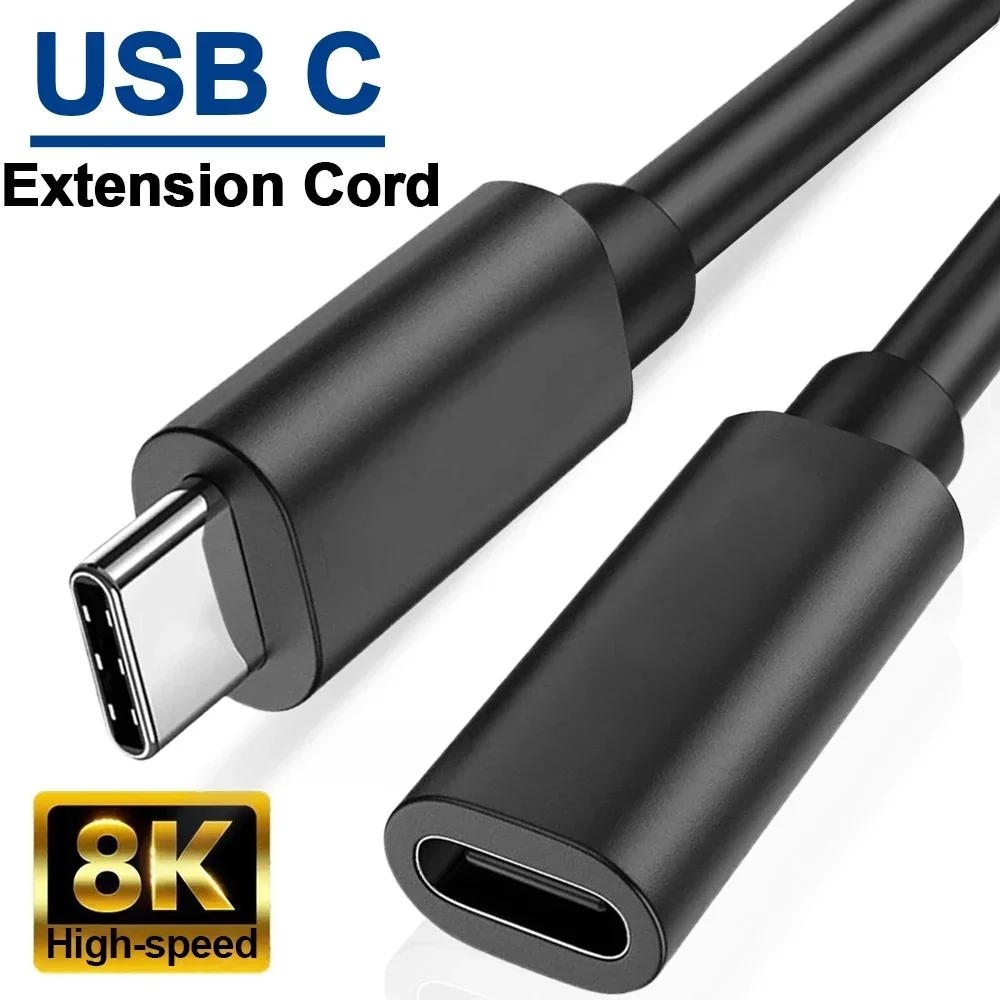 Удлиненный кабель типа C USB C «папа-мама» Удлинитель линии зарядки данных для ноутбука, планшета, телефона Высокоскоростной шнур передачи данных