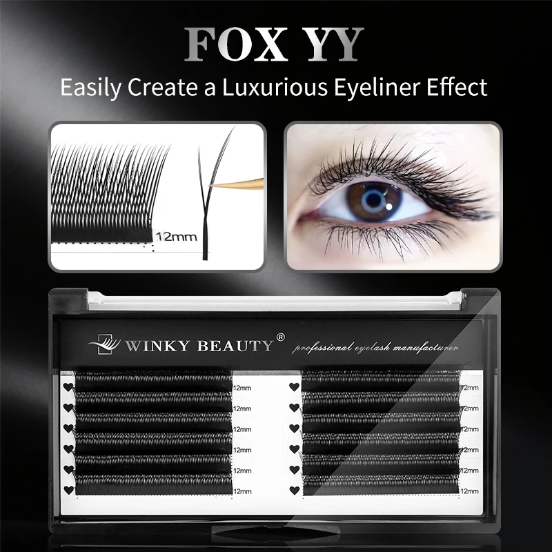 Winky beauty, трехслойные наращивание ресниц YY Fox 0,07 мм, Y-образные готовые накладные ресницы, левые и правые ресницы YY Fox