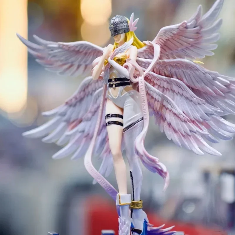 Фото Аниме Digimon фигурки приключений, 28 см, Angewomon Angemon, светодиодные экшн-фигурки, Коллекционная модель, куклы, игрушки, детский подарок №2