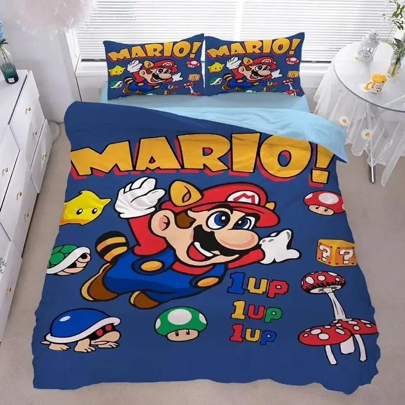 Комплект постельного белья Super Mario Bros с 3D аниме-принтом — подходит для детей и взрослых
