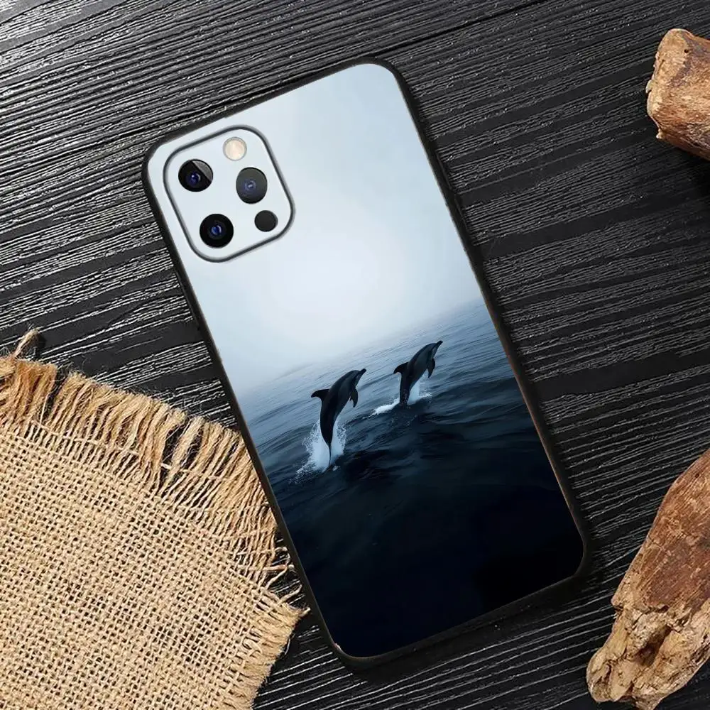 Фото Чехол для телефона с узором «Китовый прыжок» для iPhone 17, 16, 15, 14, 13, 12, 11 Pro/Max/Plus, универсальный матовый мягкий чехол №4