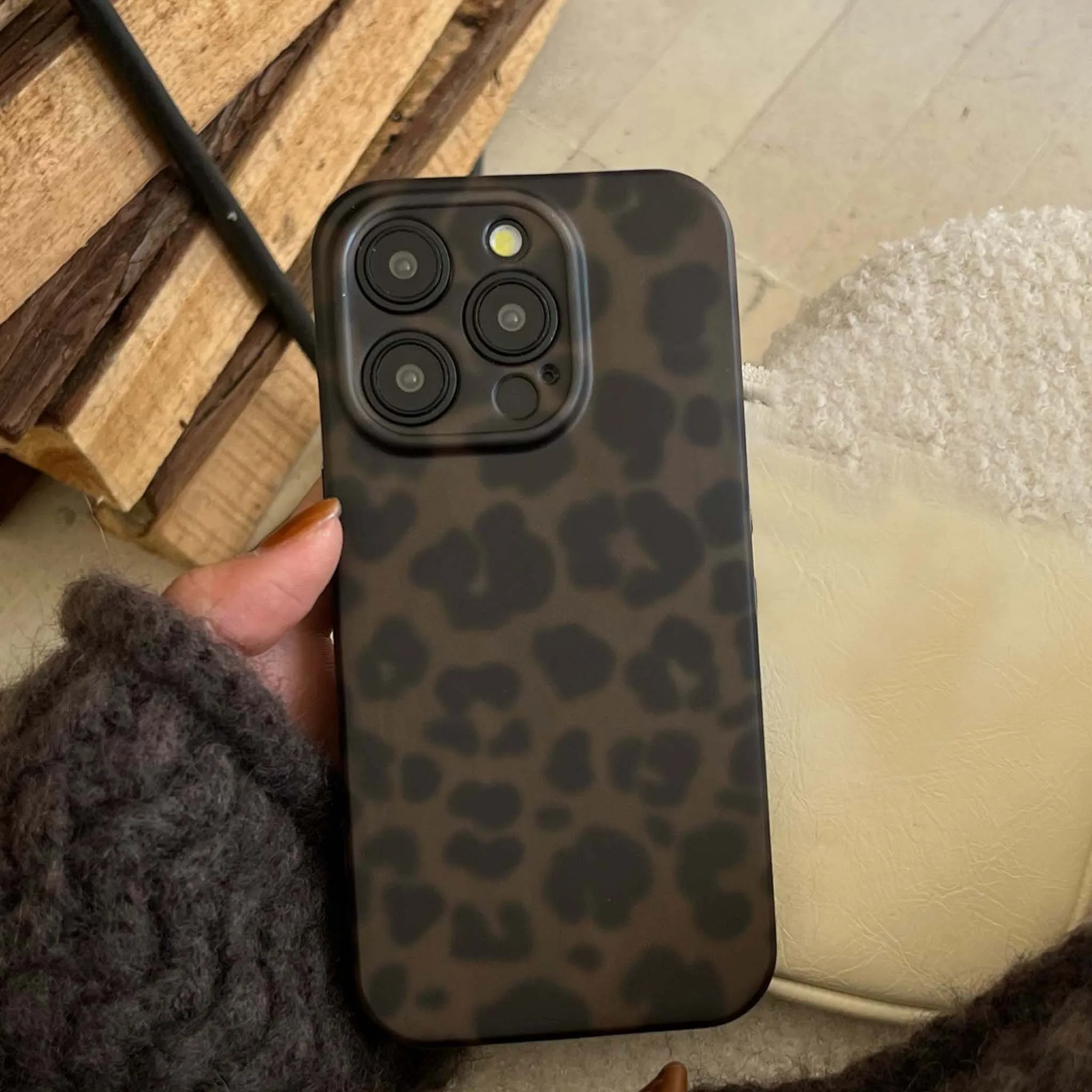 Чехол для телефона Янтарный imd, противоударный чехол для iphone 12 11 13 promax 14 15 pro max, ретро чехол с леопардовым принтом