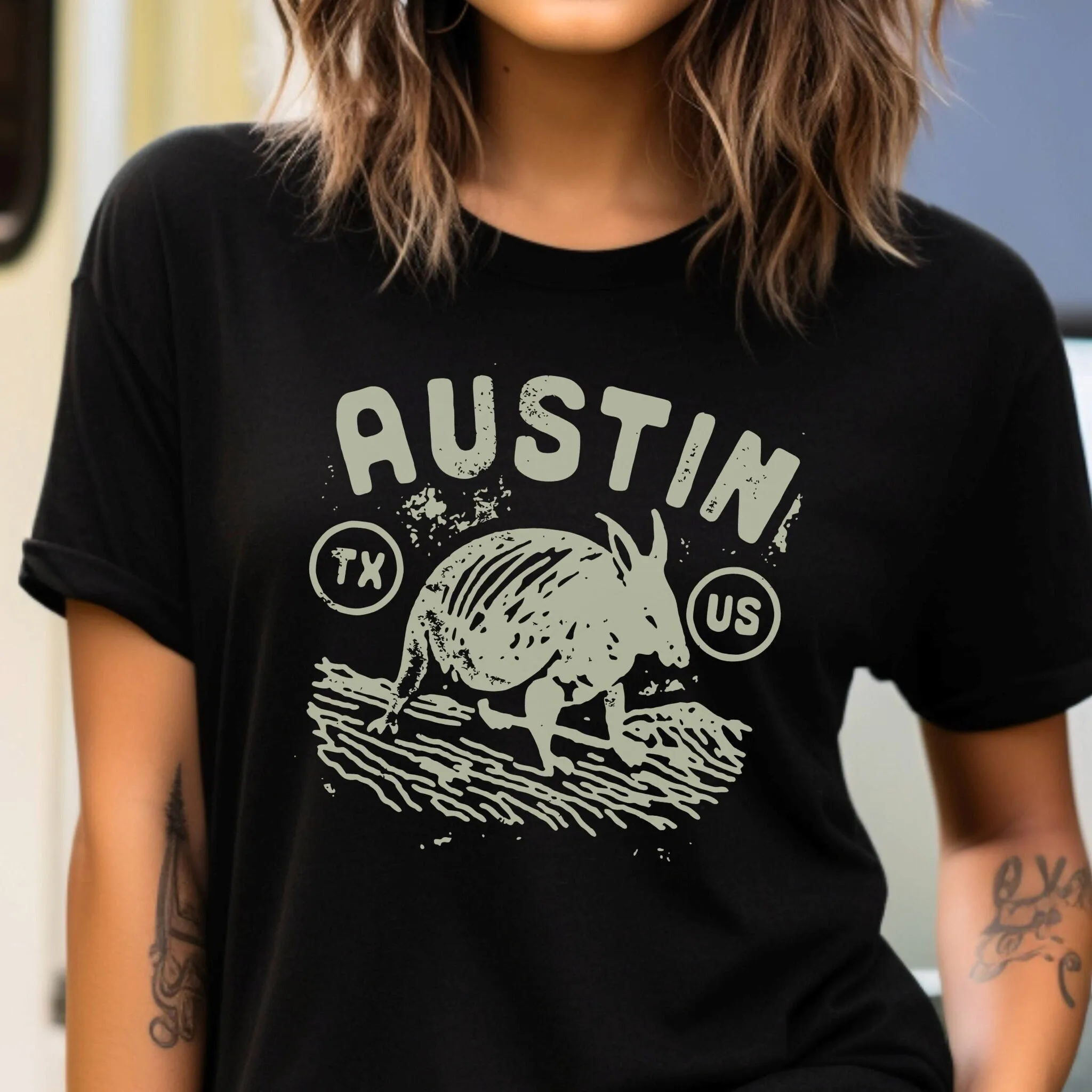 Винтажная футболка Austin Texas, черная, темно-синяя, в стиле ретро