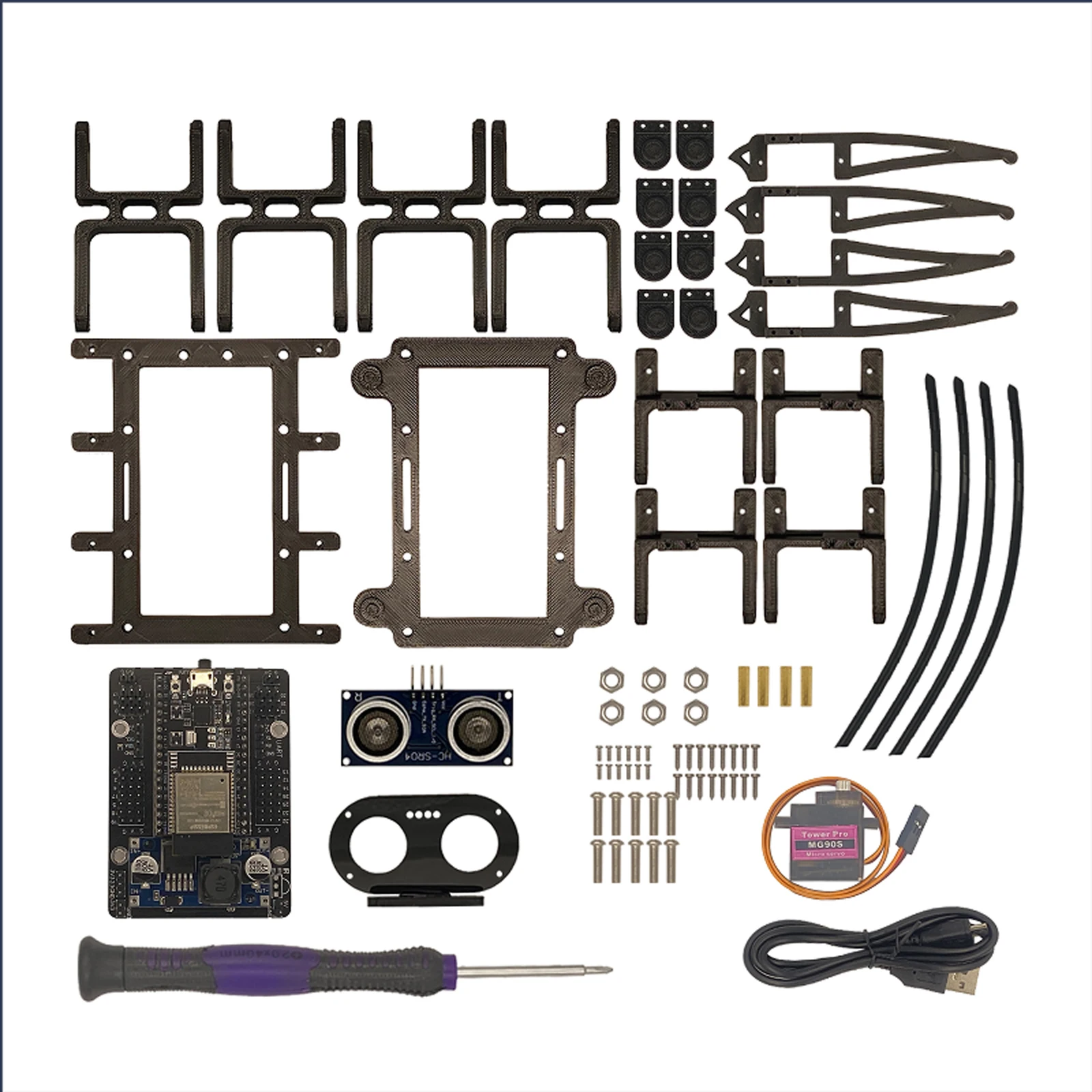 QuadBot-TAD 3DOF Четырехканальный комплект робота-паука Arduino DIY Программирование для начинающих Образование STEM с голосовым/танцевым режимом