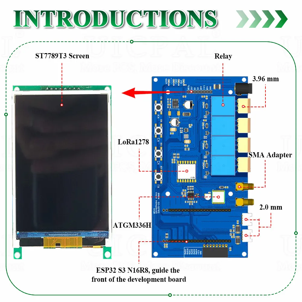 Фото Комплект макетной платы ESP32 S3 с 3,2-дюймовым дисплеем N16R8 Модуль Wi-Fi BT Беспроводной LoRa SX1276 GPS-местоположение ATGM336H 4 реле №4
