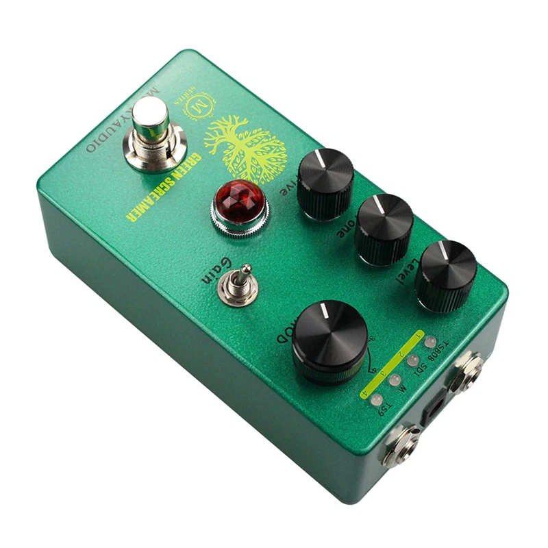 Педаль эффектов MOSKYAUDIO для гитары Overdrive TS9/TS808, зеленый экран, функция True Bypass, аксессуары для процессора гитарных эффектов