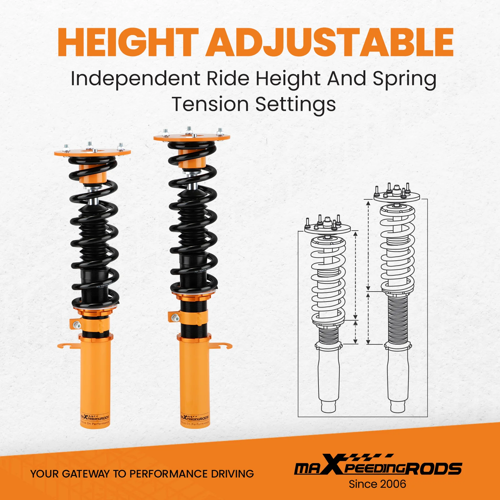 Фото Комплект опускания амортизаторов Coilovers для BMW X5 E53 2000-2006 Adj. Высота стойки №5