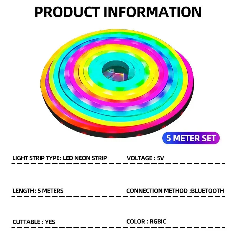 Автомобильная RGB Радужная светодиодная лента 5M APP Control Неоновая декоративная лампа для внутренней консоли для Volvo CX60 S60 S90 V60 V90 CX90 (art.: 3920cd9dc6e69) - 3920cd9dc6e69