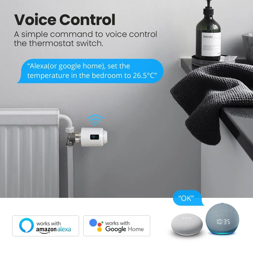 Фото Термостатический клапан радиатора Tuya, программируемый привод Bluetooth, TRV, Wi-Fi, с поддержкой Alexa, Google Home №2