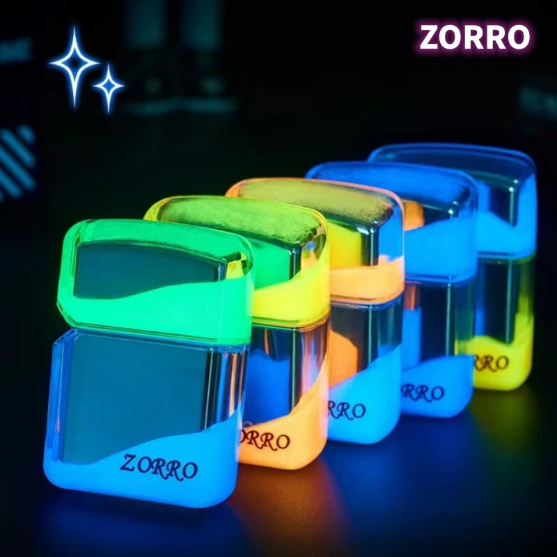 ZORRO светящийся классический шлифовальный круг зажигалки ярких цветов гаджеты мужской подарок