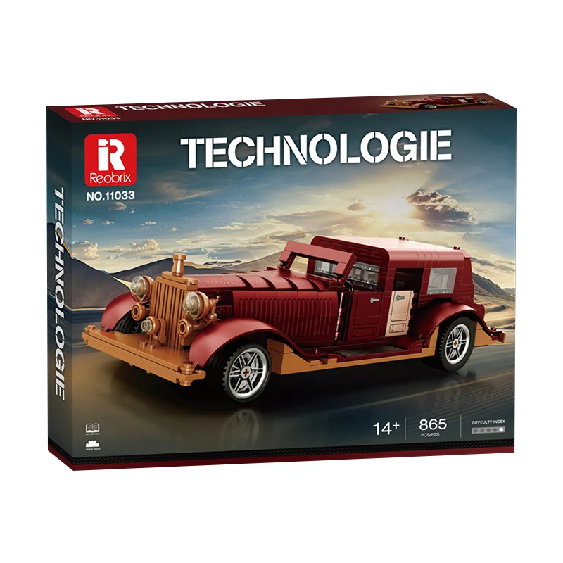 В наличии Reobrix 11033 MOC Technik City, винтажные строительные блоки для автомобилей, кирпичи для сборки моделей, игрушки для мальчиков, праздничный подарочный набор