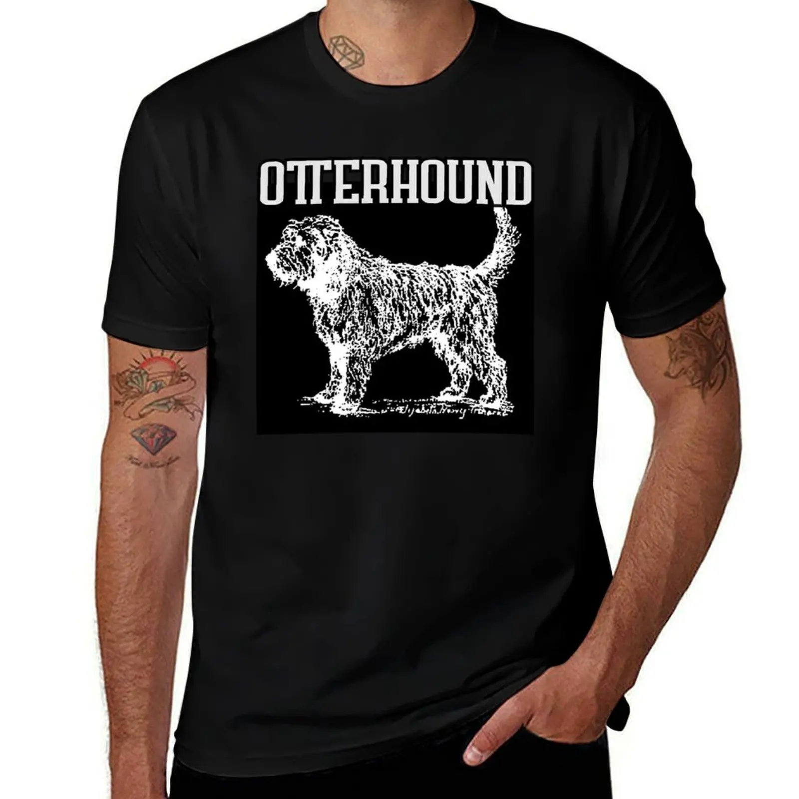 Футболка Otterhound белого цвета на черном фоне, забавные футболки с мемми, заготовки, забавные подарки, милые топы, облегающие футболки для мужчин