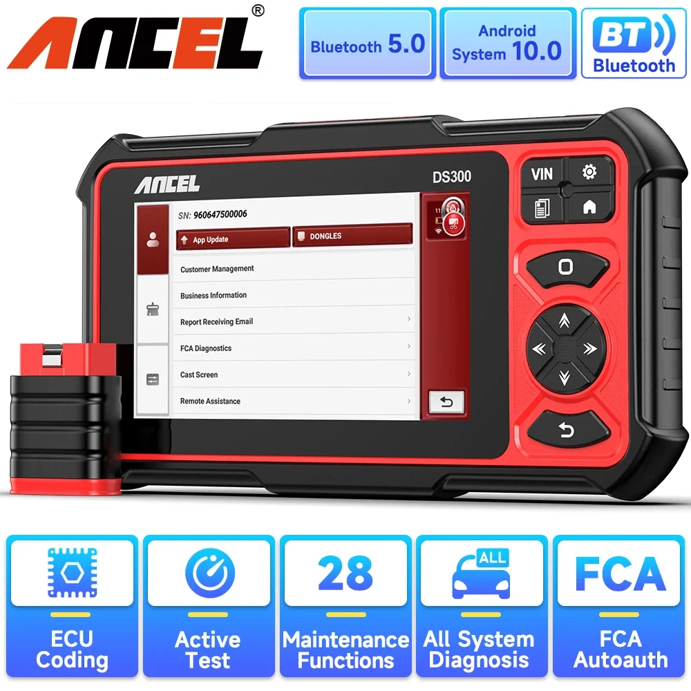 ANCEL DS300 OBD2 диагностические инструменты профессиональная полная система двунаправленного управления AF регулировка DPF инжектор TPMS автомобильный сканер