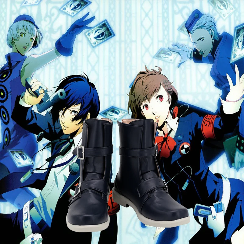 Фото Мужские ботинки Юки Макото, черные туфли для Хэллоуина, косплей PERSONA3, реквизит, ботинки Юки Макото №2