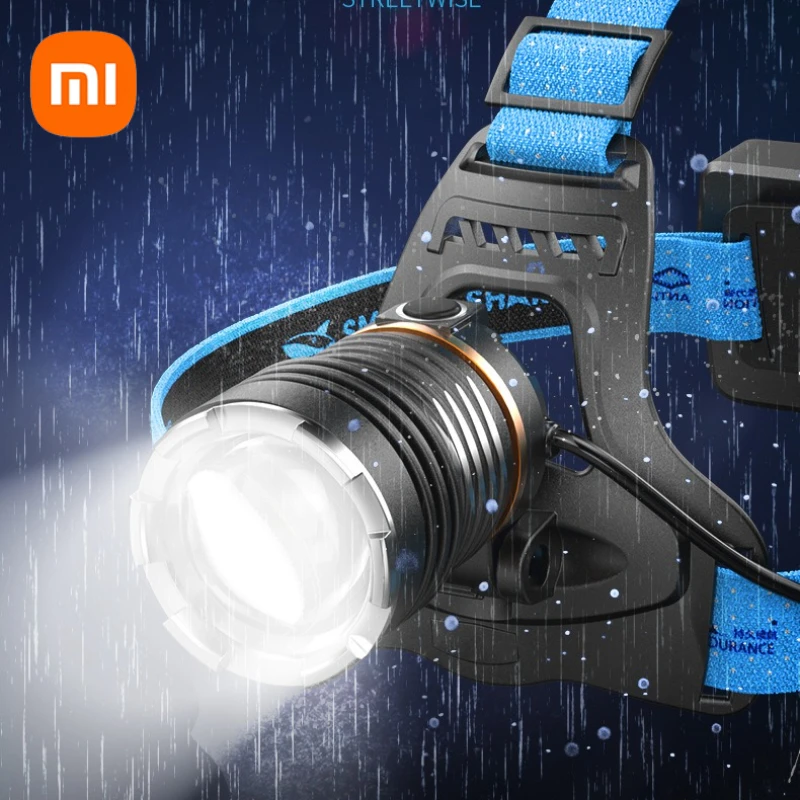 Xiaomi Smiling Shark High Power Сильный свет Налобный фонарь с переменным фокусом Водонепроницаемый налобный светодиодный фонарик аварийного освещения