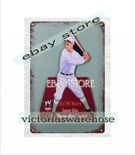 1p, 1930'S DRAPER MAYNARD BATS BASEBALL металлическая жестяная вывеска металлическая веревка настенный декор