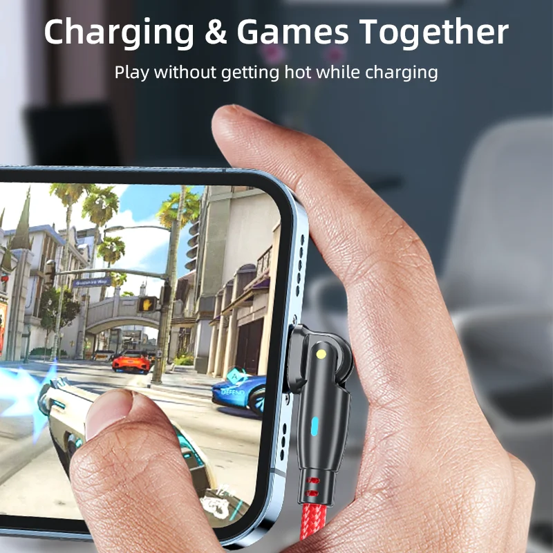 Фото USB-кабель AUFU 20 Вт для IPhone 14, 13, 12, 11 Pro Max, XS, PD, 27 Вт, кабель для быстрой зарядки с разъемом Type-C для подсветки, провод для передачи данных для iPad, Macbook №2