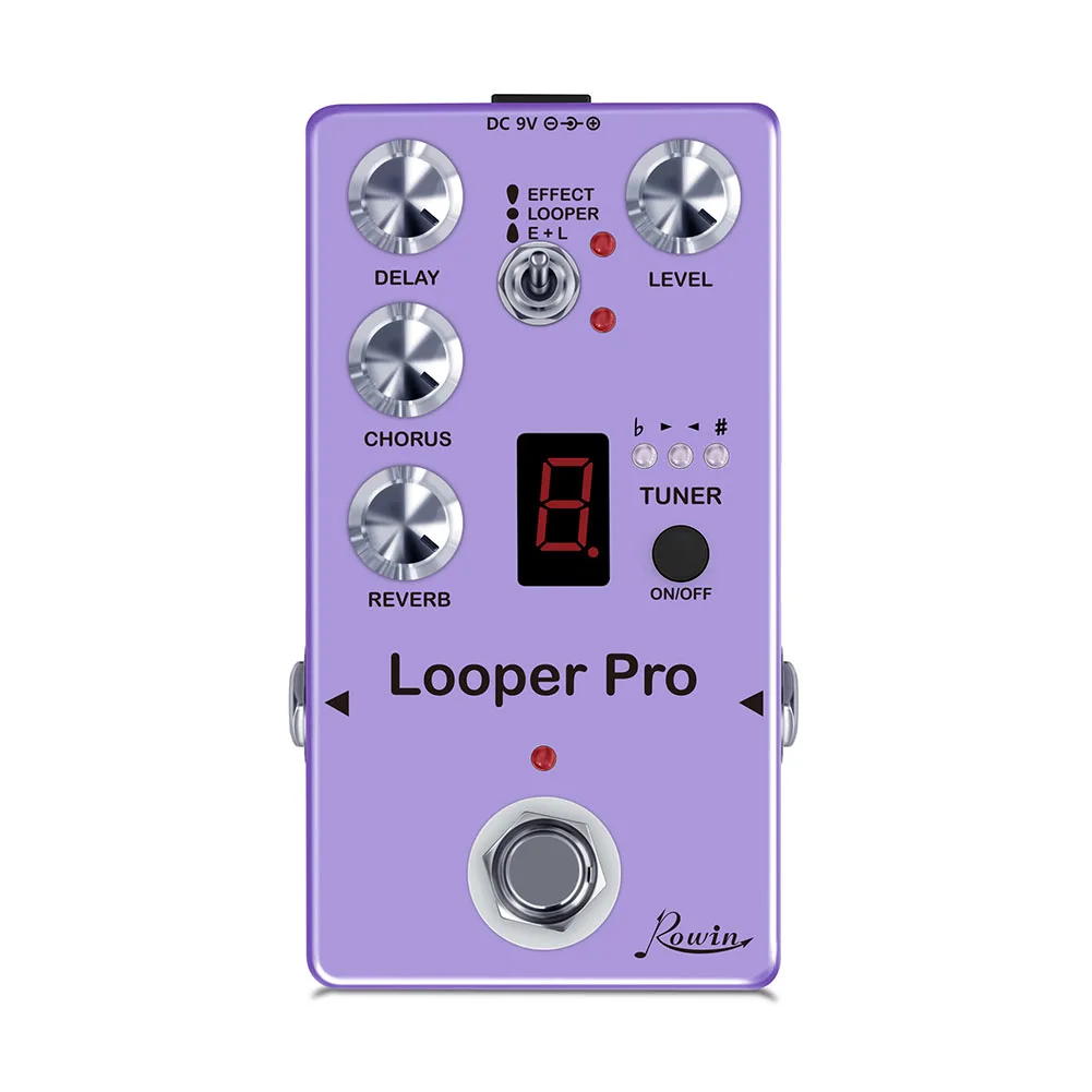 Фото Педаль ROWIN Looper Pro для гитары 40s, реверберация, задержка хора, тюнер, портативная и легкая №3