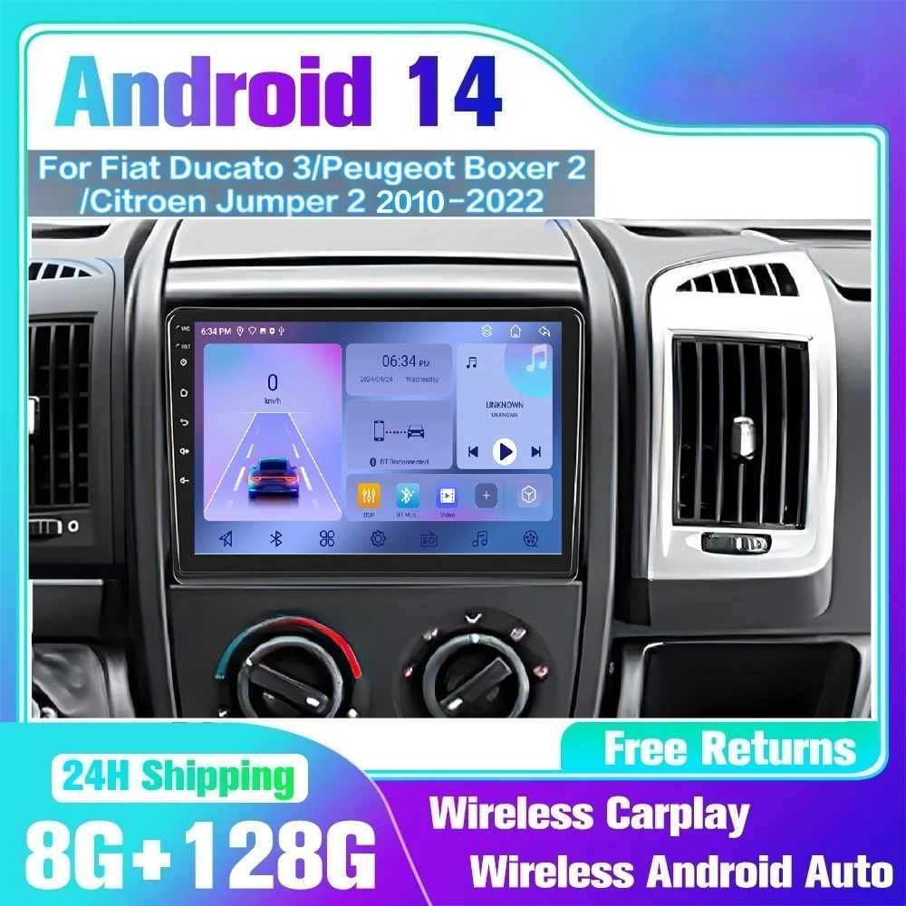 Авторадио для FIAT Ducato 3/Peugeot Boxer 2/Citroen Jumper 2 2010-2022, радио стерео с Carplay AndroidautoLTE/NAVI/GPS/WiFi
