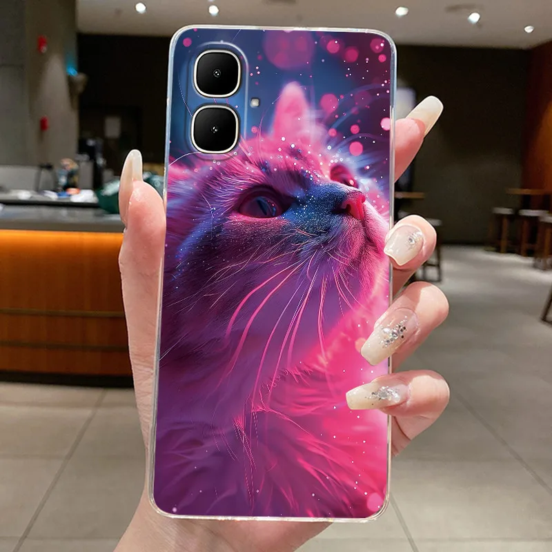 Фото Чехол для Infinix Smart 10, X6725, эстетический милый кот-космонавт, мягкий силиконовый чехол-бампер для Smart 10, прозрачный чехол для телефона №4
