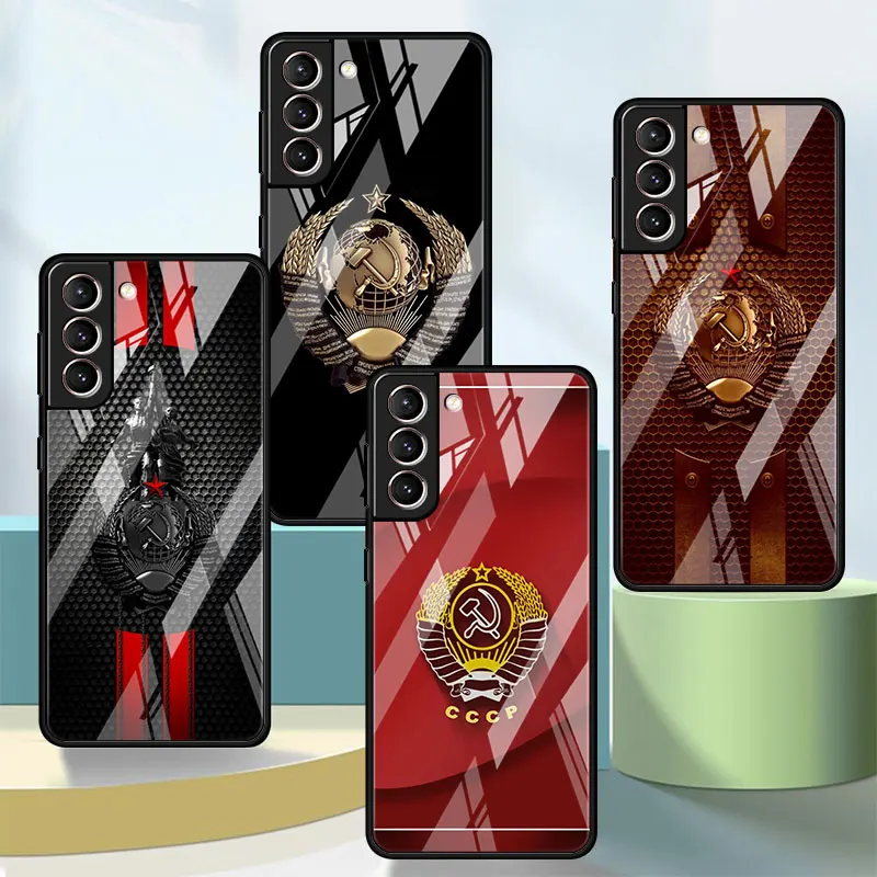 Винтажный чехол из закаленного стекла СССР для Samsung S23 Ultra 5G Note 20 10 Plus S20 FE S22 S10 Plus S9, силиконовый чехол