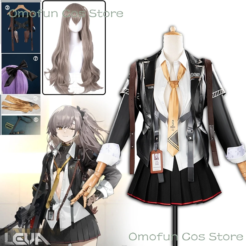 GFL UMP45 LEVA Косплей Игра для девочек FRONTLINE 2:EXILIUM Униформа Пальто Женская одежда для девочек Костюм для Хэллоуина Сексуальные юбки Парик