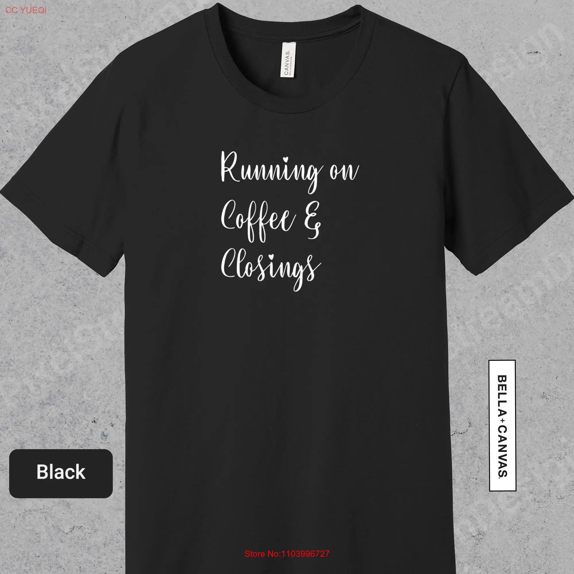 Футболка Running on Coffee and Closings для агент по недвижимости, ретектора, забавное закрытие или Broker 0832, длинные или короткие рукава