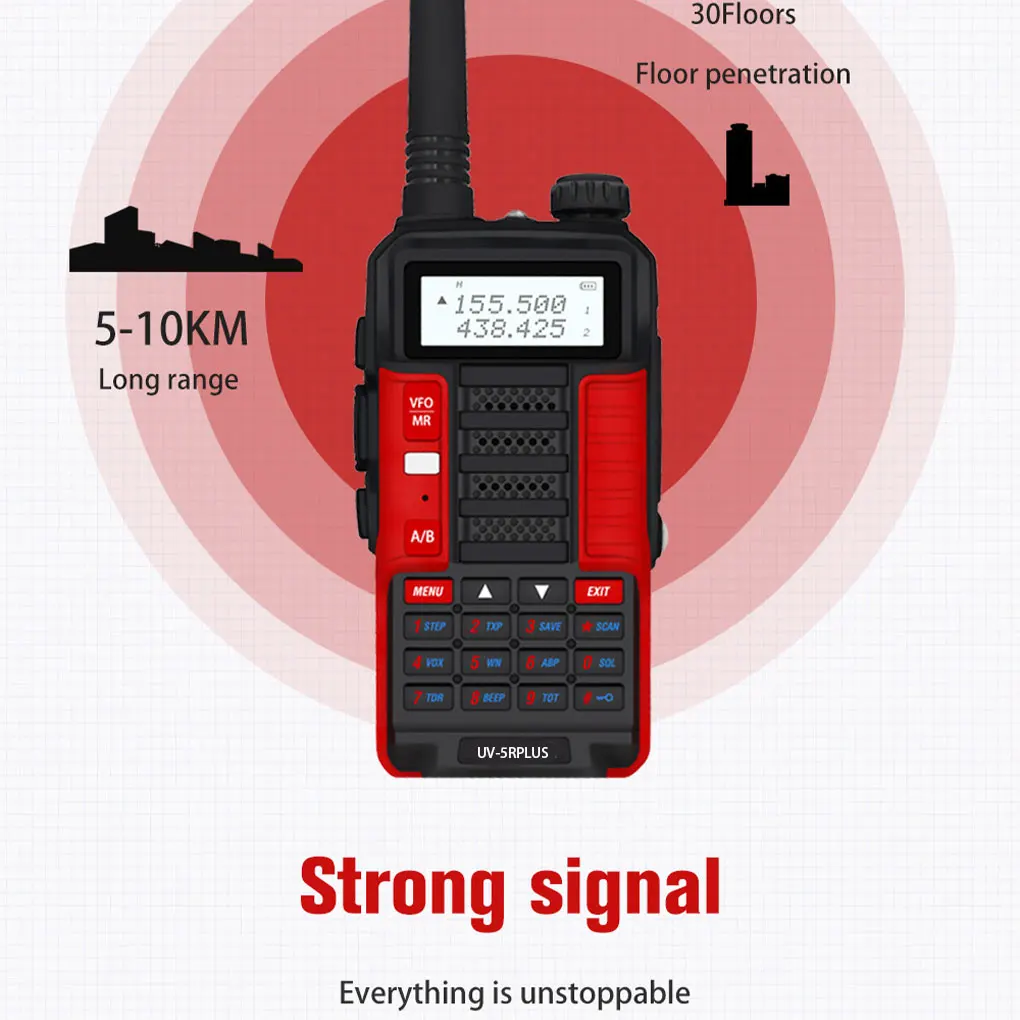 Фото Высокомощный радиоприемник UV-5R Plus для связи на дальнем расстоянии, двухступенчатый рация ПМР Blak №3