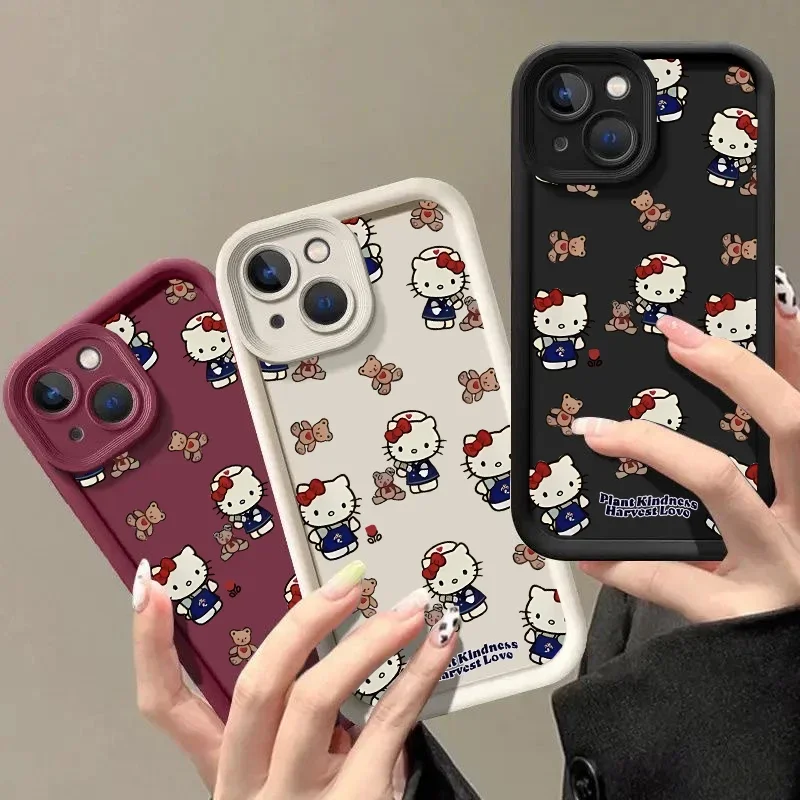 Hello Kitty Silicone Phone Case For Xiaomi Redmi Note 13 12 Pro Plus 5G 11 10 12S 11S 10S 9S 8 9 Redmi 14C 13C 12C 10C 9C Cover