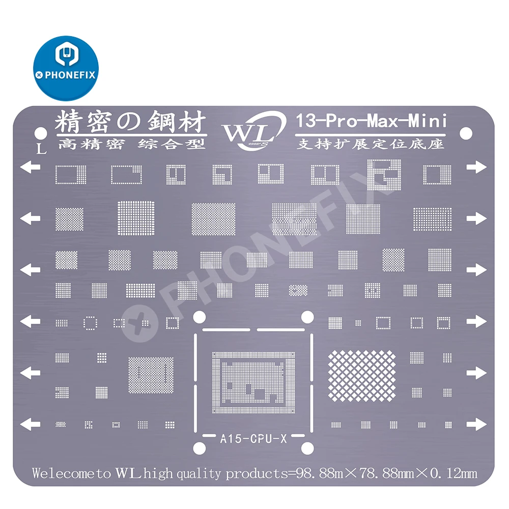 WL комплексный трафарет для реболлинга BGA для iPhone 11 12Pro XS MAX XR 8p 7 6s 6 5S 5C 5 IC Chips NAND CPU Оловянная сетка для растений