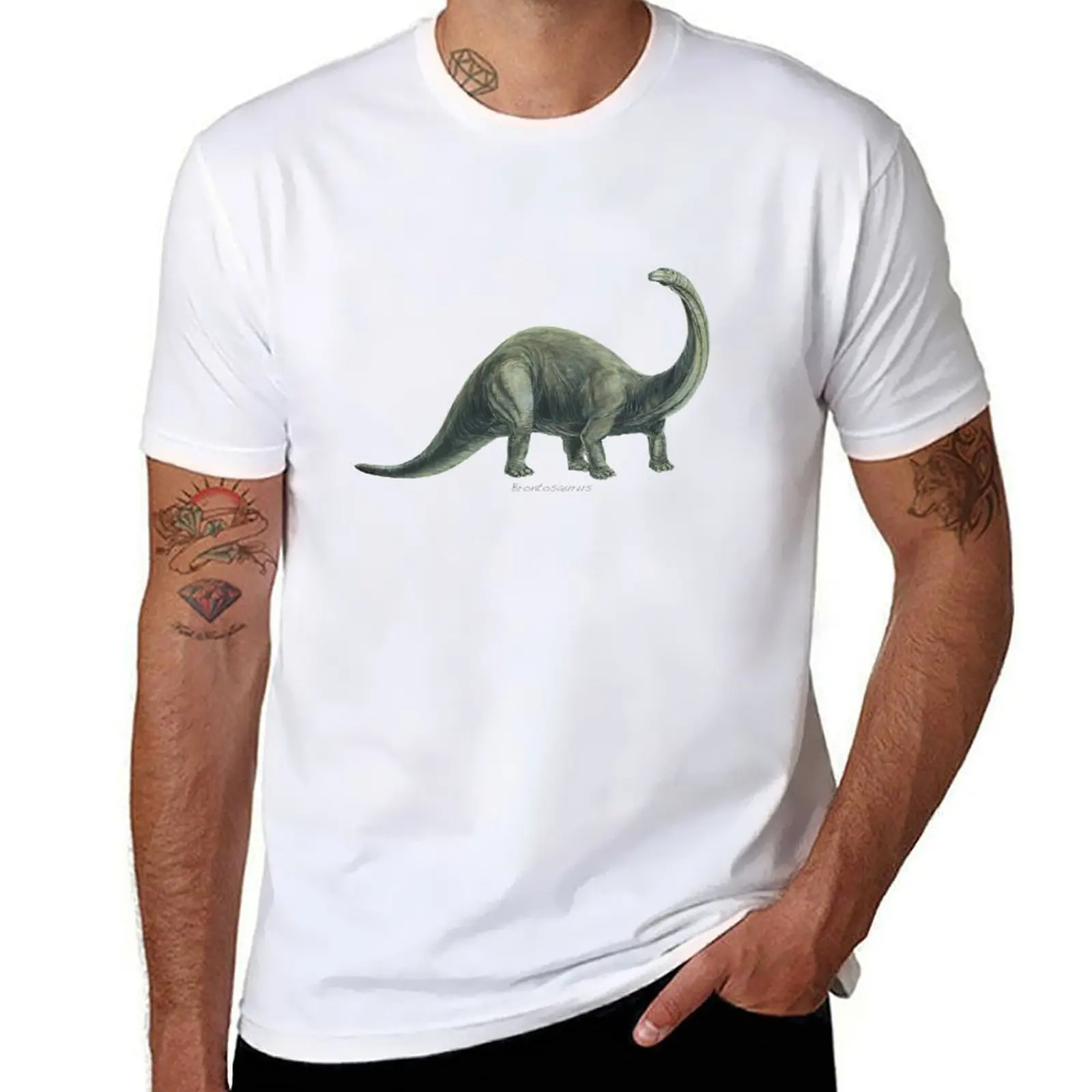 Футболка Brontosaurus, мужские футболки с рисунком, мужские футболки, высококачественная футболка люксового бренда